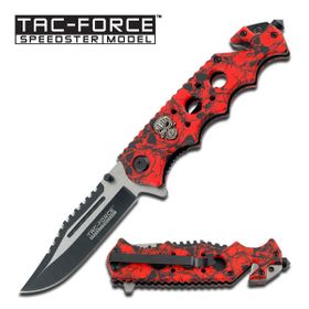Tac Force Skull Folder Knife Red | SHOGUN