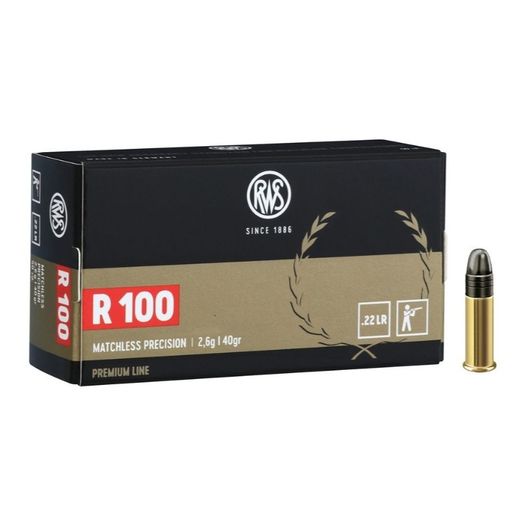 .22LR | Rimfire Cartridge | R100 | 40 grain | 50 rounds | RWS