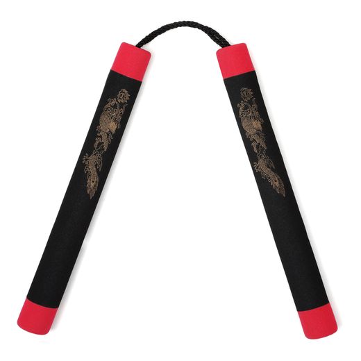 Foam nunchaku with cord | Black & Red