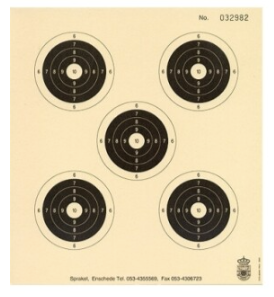 Paper Target | 12m Smallbore Carbine | numbered | KNSA Logo | 5 Targets | Schmid | KNSA