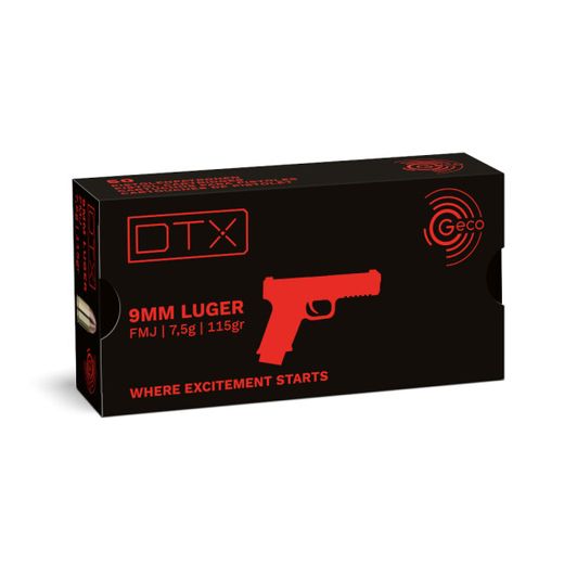 9mm 9x19 | DTX | Luger | FMJ | 115 grain | 50 pcs | White Box | Geco